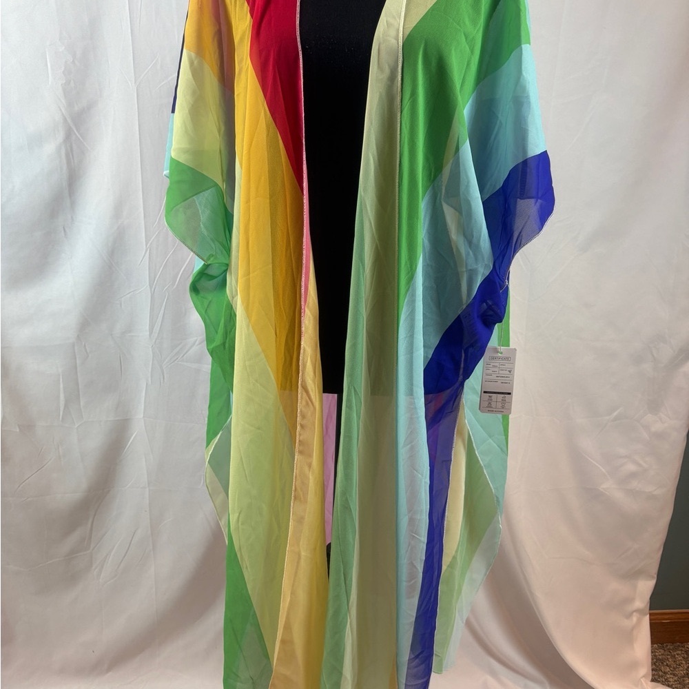 Colorful Women's Long Chiffon Kimono‎ with Side Slits